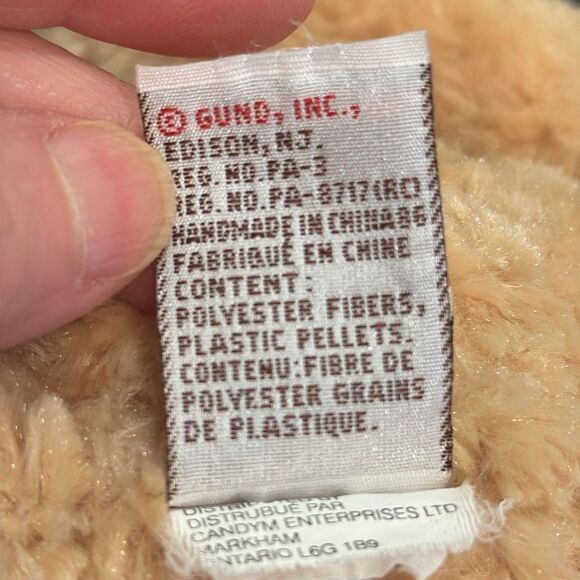 Gund Milo Teddy Bear Plush 13" Tan Stuffed Animal Bow 15015 Floppy Toy Soft Tag - Picture 9 of 9